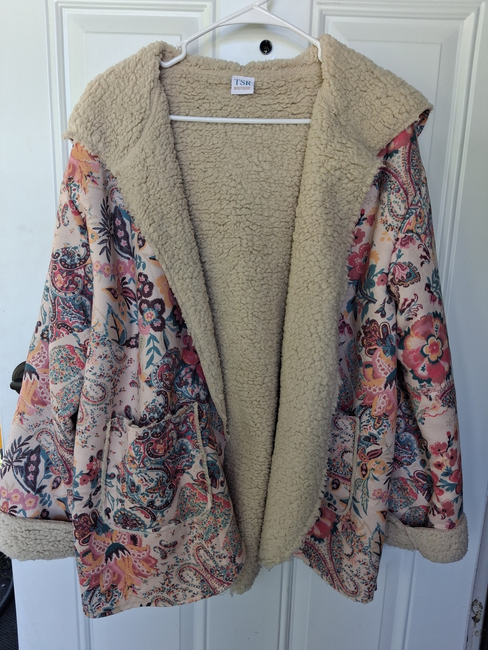 Floral Lined Jacket in Cream Never Worn